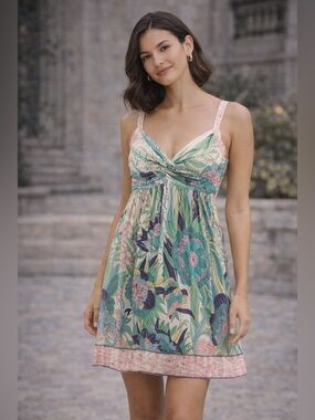 Elie Tahari Silk Floral Empire Waist Dress Size 4 Pastel Print